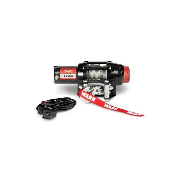 Warn R25 Wire Rope Winch 50 ft of 3/16 in steel rope, roller fairlead, handlebar- rocker control switch 110025 - main