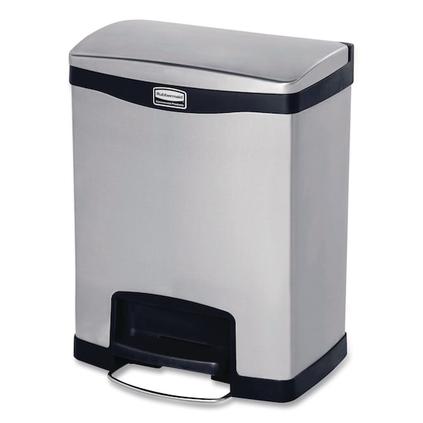 Rubbermaid Commercial Slim Jim Stainless Steel Step-On Container, Front Step Style, 8gal, Bk 1901985 - main
