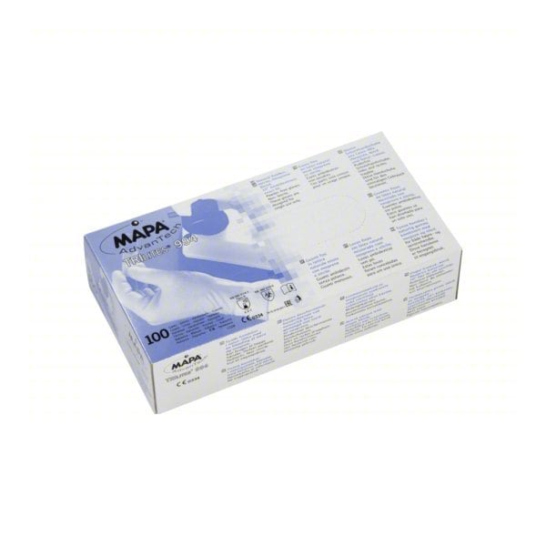 Mapa TriPolymer Disposable Glove, 6 mil Palm, Latex/Polychloroprene/Nitrile, Powder-Free, S, PK 100 994 BOX - main