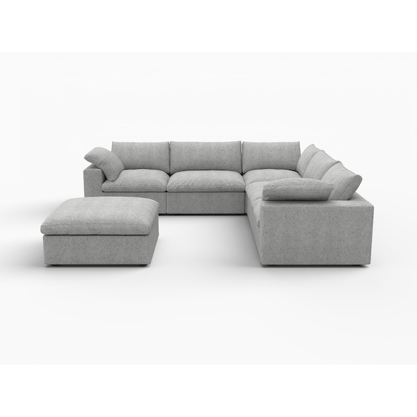 Homeroots Light Gray Linen Blend Modular L Shaped Six Piece Corner Sectional 716922 - main