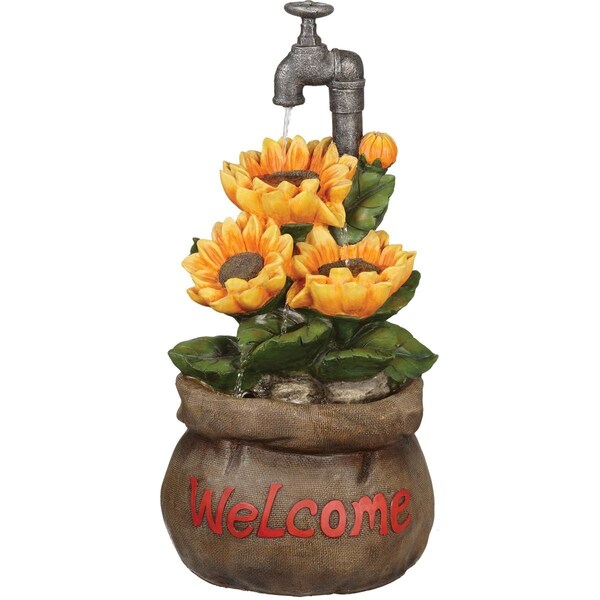 Best Garden 13'' W. x 28'' H. x 13'' L. Polyresin Sunflower Fountain WXF05006 - main