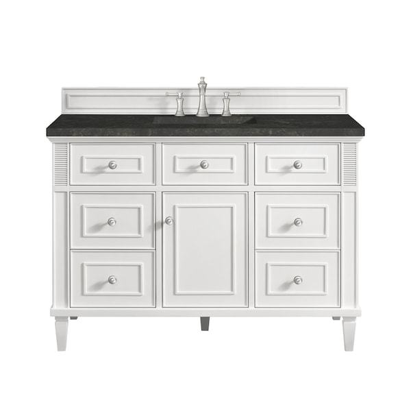 James Martin Vanities Lorelai 48" Single Vanity, Bright White, w/ 3 CM Phantome Eclos Top 424-V48-BW-3PHT - main