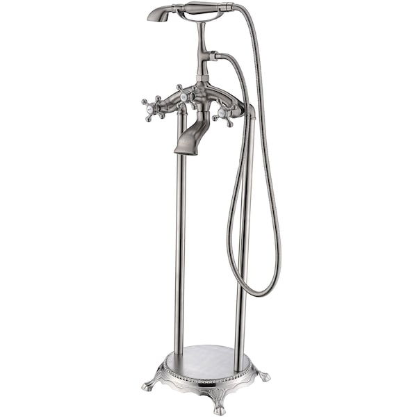 Anzzi Suni 3-Handle Claw Foot Tub Faucet with Hand Shower in Brushed Nickel FS-AZ0052BNR - main