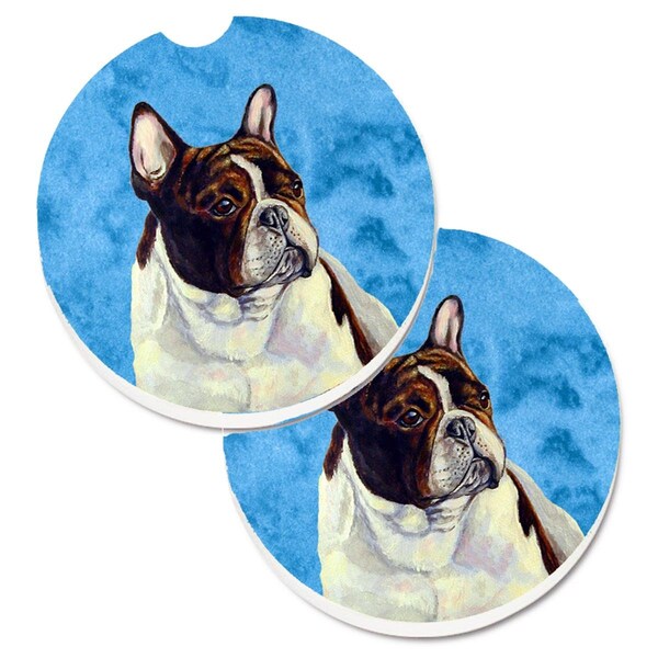 Carolines Treasures Blue French Bulldog Set of 2 Cup Holder Car Coaster LH9382BUCARC - main