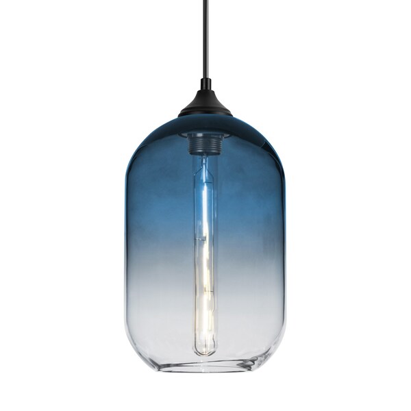 Besa Lighting Besa Omega 12 Outdoor Pendant, Steel/Clear, Black Finish, 1x 5W LED Filament OP-OMEGA12ST-EDIL-BK - main