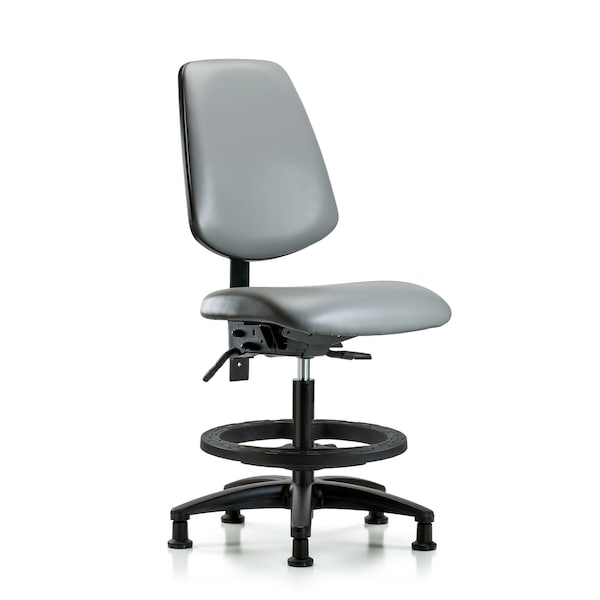 Blue Ridge Ergonomics Vinyl Chair, Med Bench, Med Back, Foot Ring, Glides, Sterling BR-VMBCH-MB-RG-T0-A0-BF-RG-8840 - main