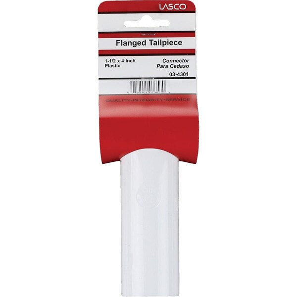 Westlake Pipe & Fittings 1-1/2'' ODx4'' Wht Plastic Tailpiece 3/1/4301 - main