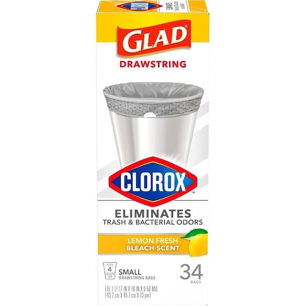 Glad Kitchen Trash Bag, 4 gal, Polyethylene, Gray, 34PK 79314 - main