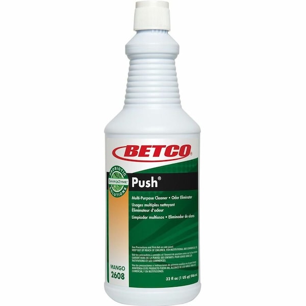 Betco PUSH All Purpose Cleaner and Odor Eliminator, Mango Scent, 32 oz Bottle, 12PK 26081200 - main