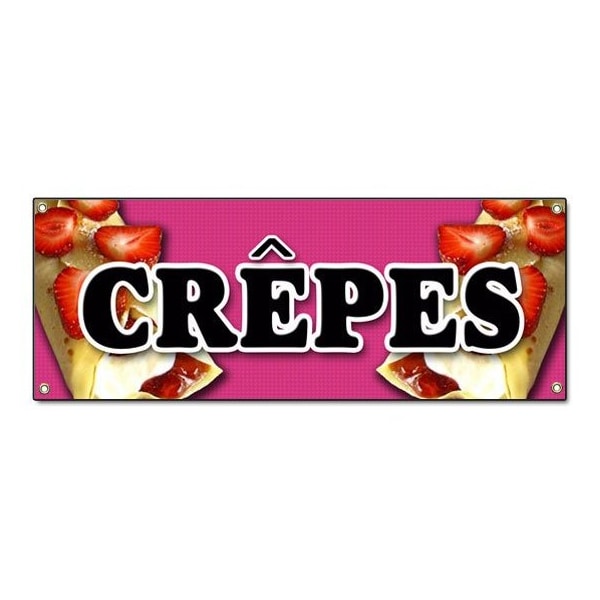 Signmission CREPES BANNER SIGN crepe pancake fruit signs fresh made French hot B-Crepes - main