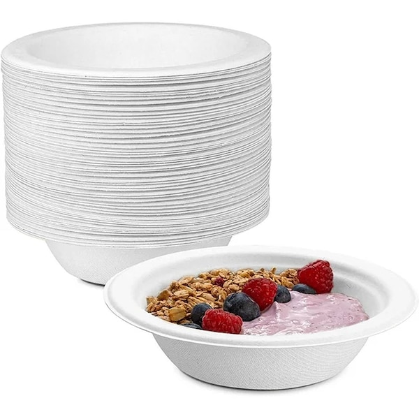 5Seconds Brand Biodegradable Sugarcane Baggase Bowl for Hot and Cold Food, 6in 12Oz, 1000PK 410111 - main