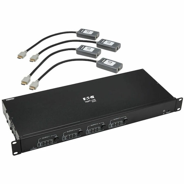 Tripp Lite 4X4 HDMI OVER CAT6 MATRIX SWITCH KIT, SWITCH/4X PIGTAIL RECEIVERS - 4K 60 HZ, HD B127A-4X4-BH4PH - main