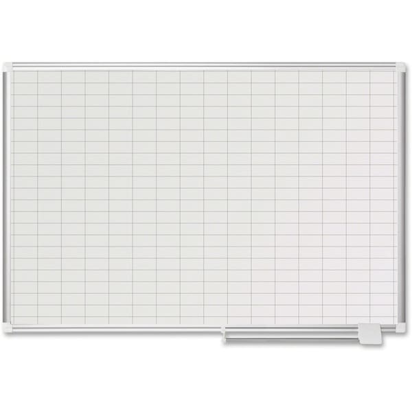 Mastervision Grid Board, Steel, 36 in, 48 in, Aluminum Frame, White, Gloss MA0592830 - main