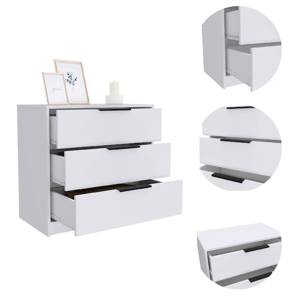 Homeroots 28" White Three Drawer Standard Chest 477761 - main