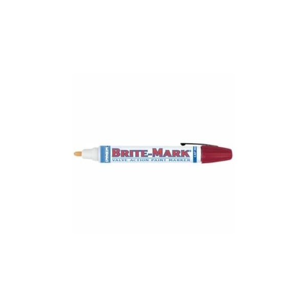 Dykem BRITE-MARK 40 Threaded Cap/Barrel Permanent Paint Marker, Valve Action, Medium, Red, 12PK 253-40002 - main