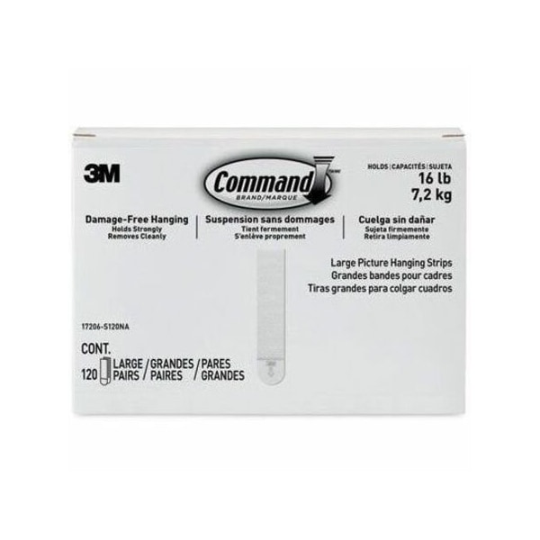 Command Picture Hanging Strip, White, Foam, PK120 17206-S120NA - main
