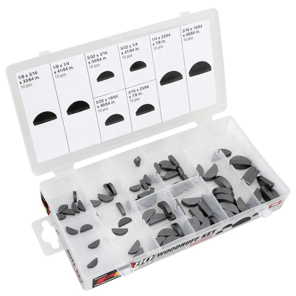 Performance Tool 80 pc. SAE Woodruff Key Assortment, SAE Sizes, Plastic Case W5343 - main