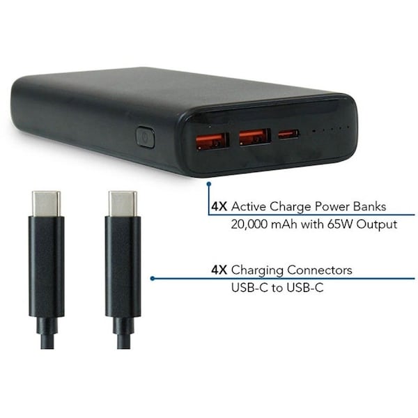 Jar Systems Active Charge Power Bank 4-Pack with USB-C Charging Cables 4-Pack PBUSBC - main