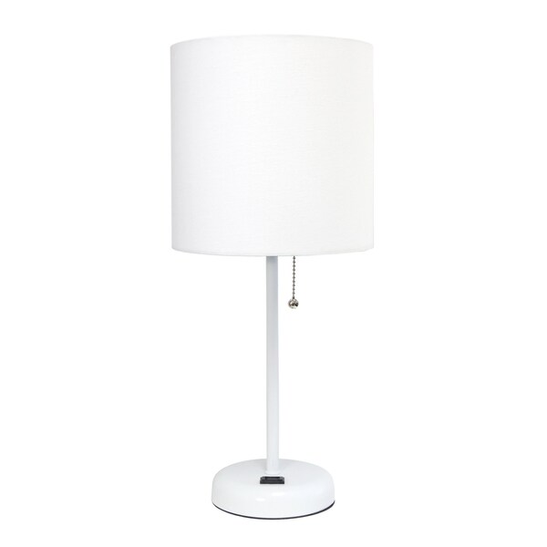 Homeroots 20" White Metal Table Lamp With White Drum Shade 642893 - main