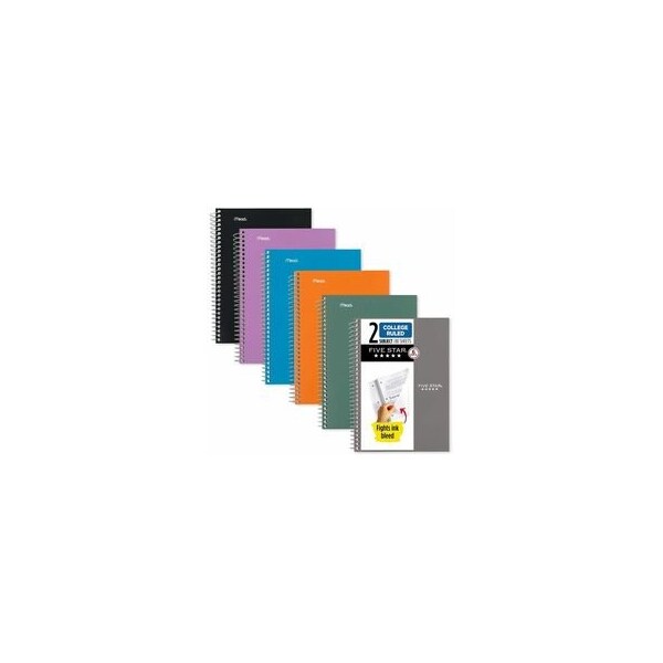 Five Star Mead College Ruled Notebook - 2 Subject(s) - 80 Sheets - Spiral - Ruled Margin - 6in x 9 1/2in, 2PK 840029A - main