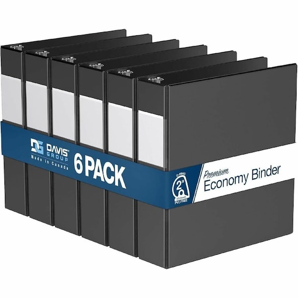 Davis Group Premium Economy, Angle D Ring, Binder, (Black, 2"), PK6 2304-01-06 - main