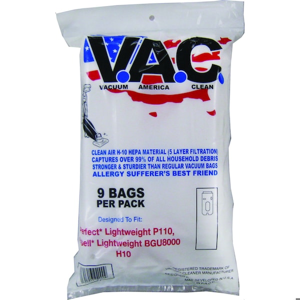 Vacuum America Clean Bissell Lightweight BGU8000, BGU8500, Perfect Lightweight P109, P110, H-10 HEPA Filtration, 9PK VAC 31 - main