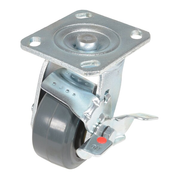 Vestil Rubber Swivel With Brake Caster 4 In. Diameter x 2 In. Width 551 Lb. Capacity Dark Gray/Gold CST-KSM-4X2MR-SWB - main