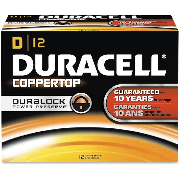Duracell Coppertop D Alkaline Battery, 1.5V DC, PK12 MN1300 - main