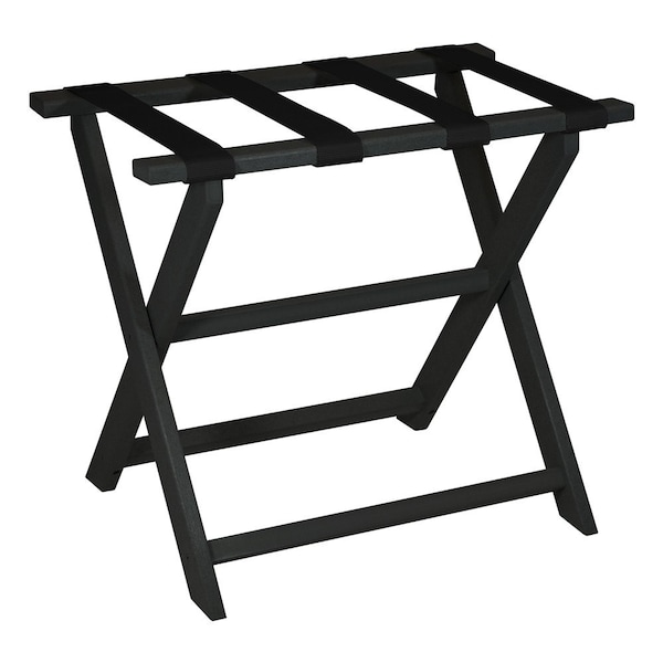 Homeroots Earth Friendly Black Folding Luggage Rack With Black Straps 383082 - main
