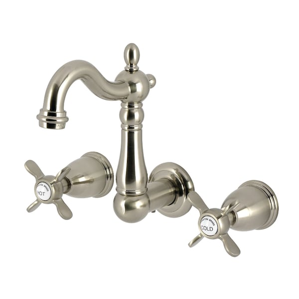 Kingston Brass Double-Handle Wall Mount Bathroom Faucet, Brushed Nickel KS1228BEX - main