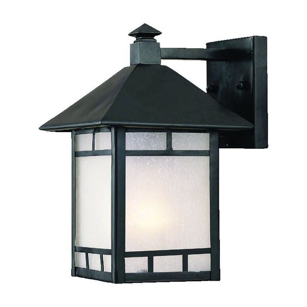 Homeroots Petite Matte Black Frosted Glass Lantern Wall Light 398639 - main