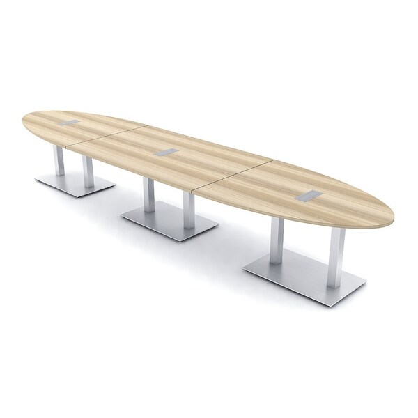 Skutchi Designs Oval Conference Table With Power, 48 in W, 216 in L, Brown HAR-OVL-48X216-DOU-K525-ESIL - main