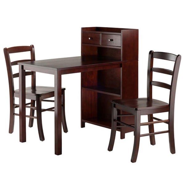 Doba-Bnt 3 Piece Taylor Drop Leaf Table with Ladder Back Chair Set, Walnut SA3278860 - main