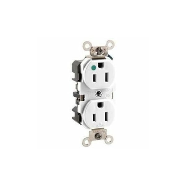 Leviton Straight Blade Receptacle, 5-15R, 15 A, 125V AC, Surface Mount, Grounded MRI82-W - main