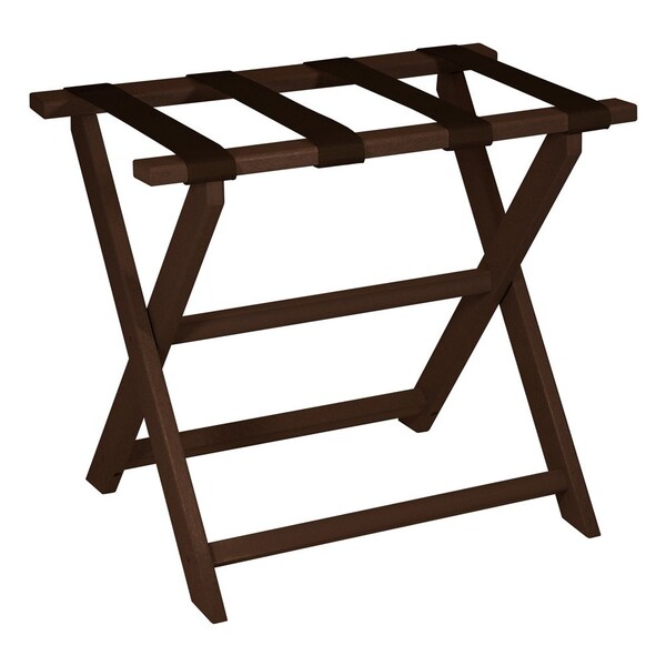 Homeroots Earth Friendly Brown Folding Luggage Rack With Brown Straps 383083 - main