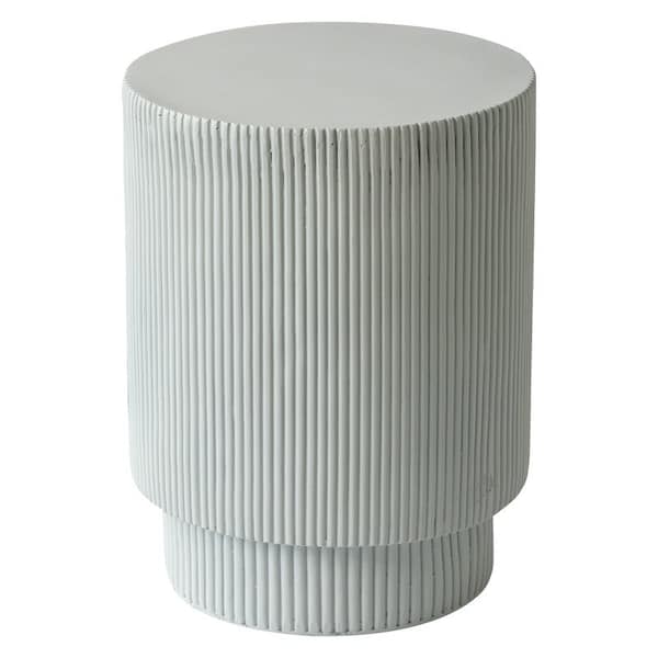 Leisuremod Eden 14 in Round Stone Side Table, Weatherproof Pedestal Base, Fully Assembled EST14LGR - main