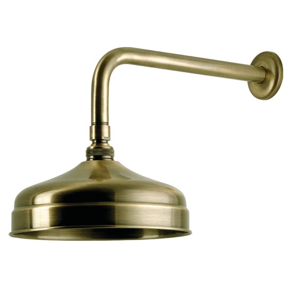 Kingston Brass 8" Round Raindrop Brass Shower Head with 12" Shower Arm, Antique Brass K124K33 - main