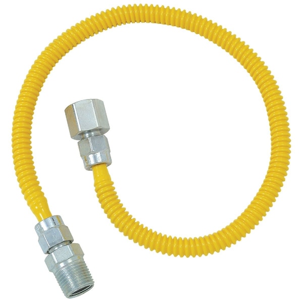 Dormont 3/8'' OD x 48'' Coated Stainless Steel Gas Connector 1/2'' FIP x 1/2'' MIP, Tapped 3/8'' FIP 10C-3132-48B - main