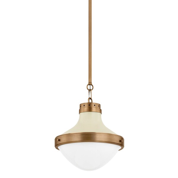 Troy Lighting Maxton 1 Light Pendant 13.5 In. Patina Brass And Soft Sand F3113-PBR/SSD - main