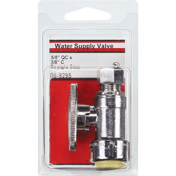 Westlake Pipe & Fittings 5/8'' Copper or CPVC Inletx3/8'' C Outlet Brass Quarter Turn Straight Stop Valve 6/1/9295 - main