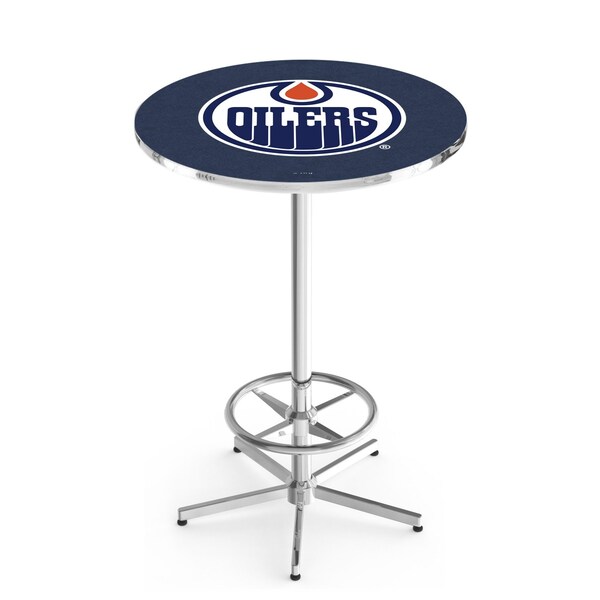 Holland Bar Stool Co 42" Chrome Edmonton Oilers Pub Table, 36" dia. Top L216C4236EdmOil - main