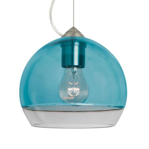 Besa Lighting Besa Ally 8 Cable Pendant, Coral Blue/Clear, Satin Nickel Finish, 1x 60W MAX E26 Base 1KX-ALLY8BL-SN - main