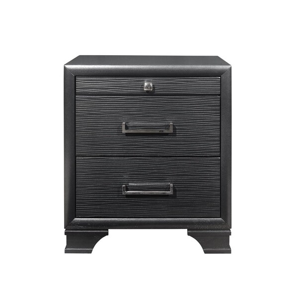 Homeroots 27" Gray Wood Two Drawer Nightstand 384061 - main