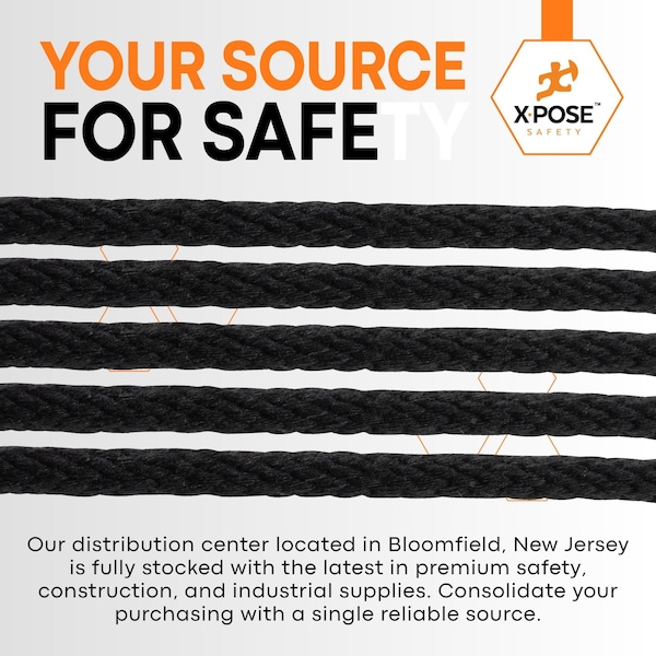 Xpose Safety Black Braided Sash Cord 1/4in x 100ft BSC14-100-X - main