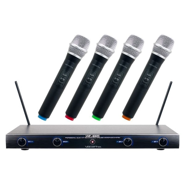 Vocopro Four Channel Rechargeable VHF Wireless Microphone System w/Rechargers and Rechargable Batteries Fre VHF-4005-2 - main