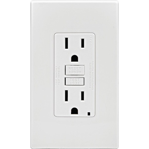 Leviton SmartlockPro Self-Test 15A Wht Residential Grade Rounded Corner 5-15R GFCI Outlet, 3PK M12-GFNT1-03W - main