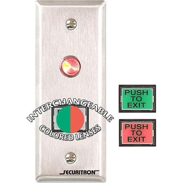 Securitron Push to Exit Button, DPST, Narrow Stile, 3A PB3N - main