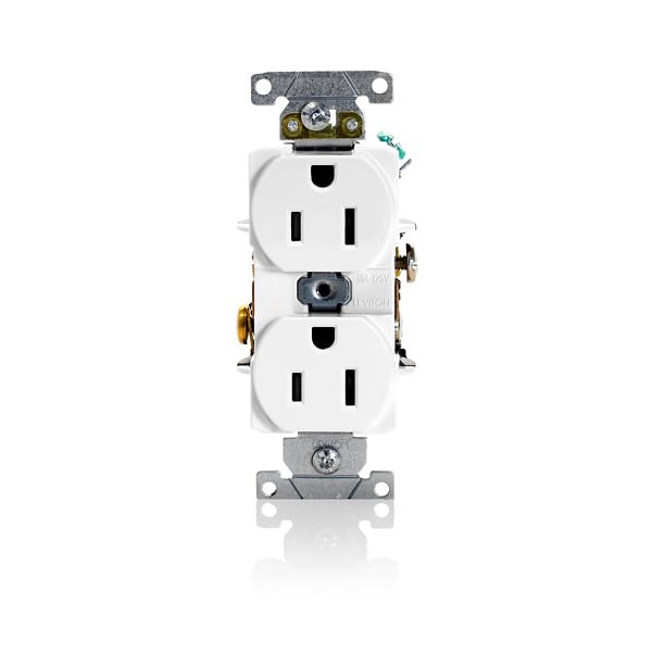 Leviton Duplex Receptacle Outlet, 15A, White, 125V 5252-W - main