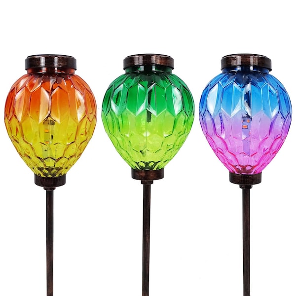 Alpine Multicolored Acrylic/Glass/Metal 15 in. H Solar Garden Stake KBD222ABB - main