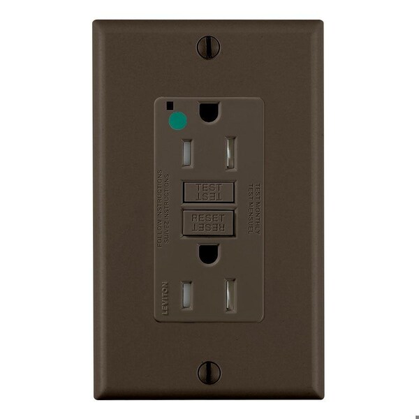 Leviton SmartlockPro GFCI 15A HG/TR/PI Brown GFTR1-HF - main
